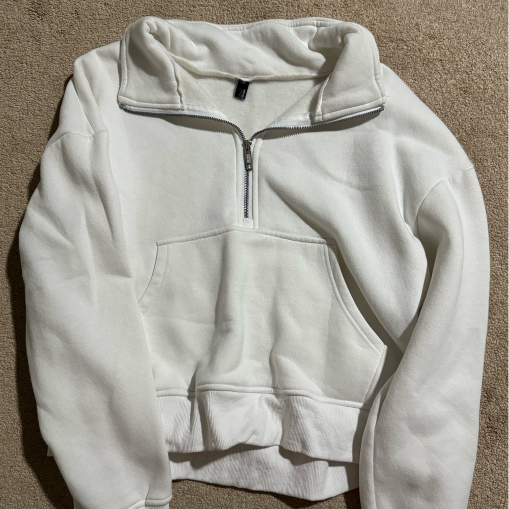 Women's White Half-Zip Sweater